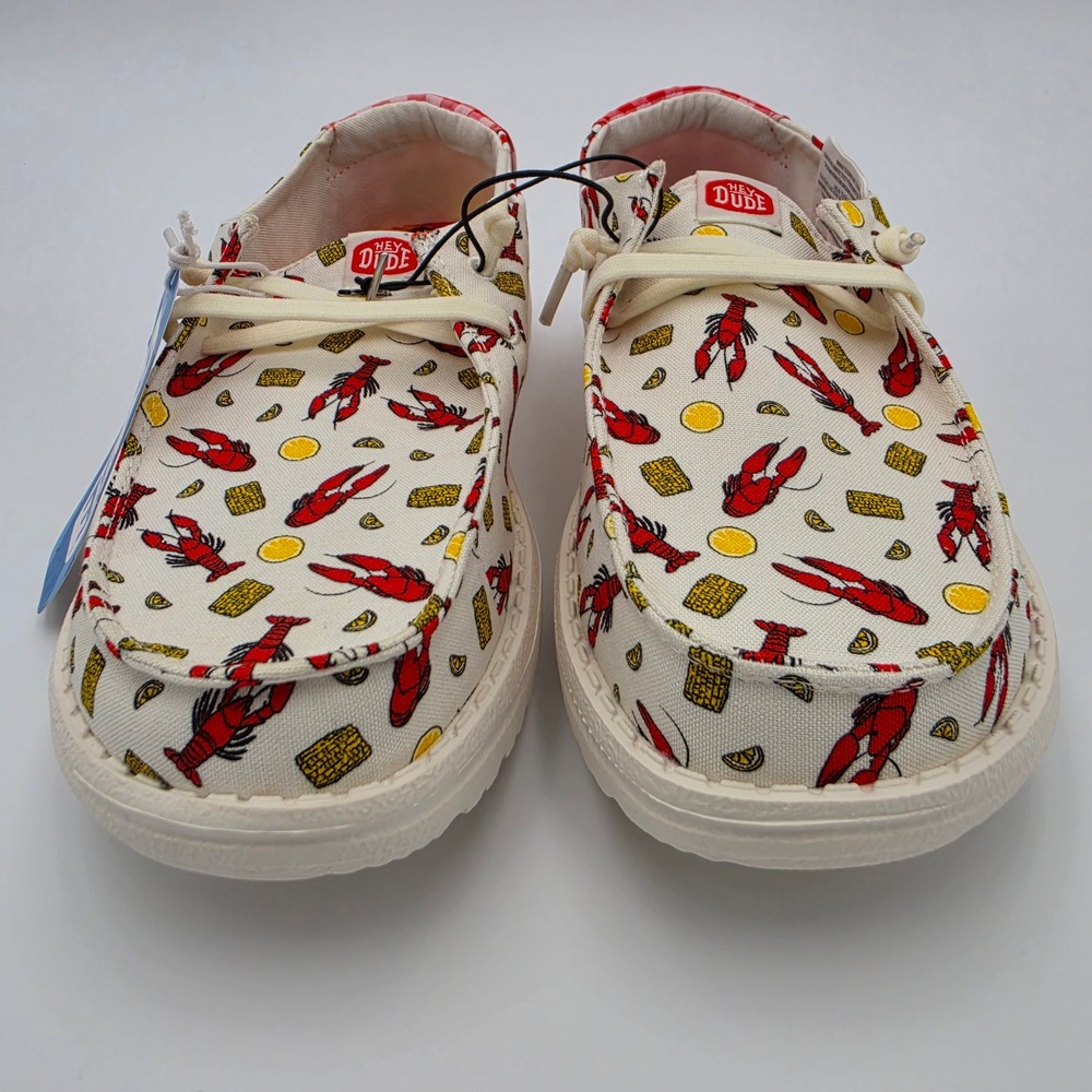 Hey Dude Wendy Crawfish Boil White Multi Canvas Slip On Shoes Womens W7, NWOB - Picture 2 of 8